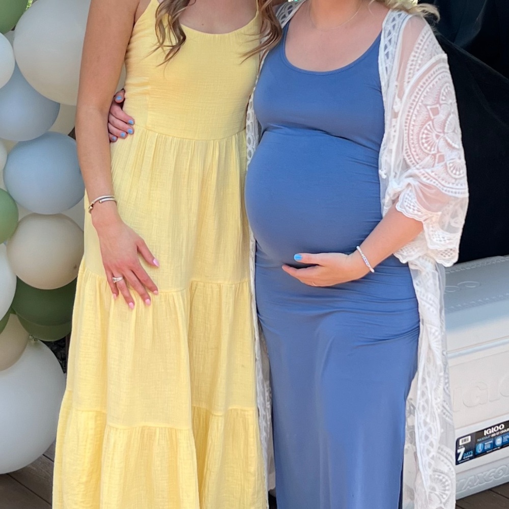 Lush Long Yellow Dress with Pockets and crossed back